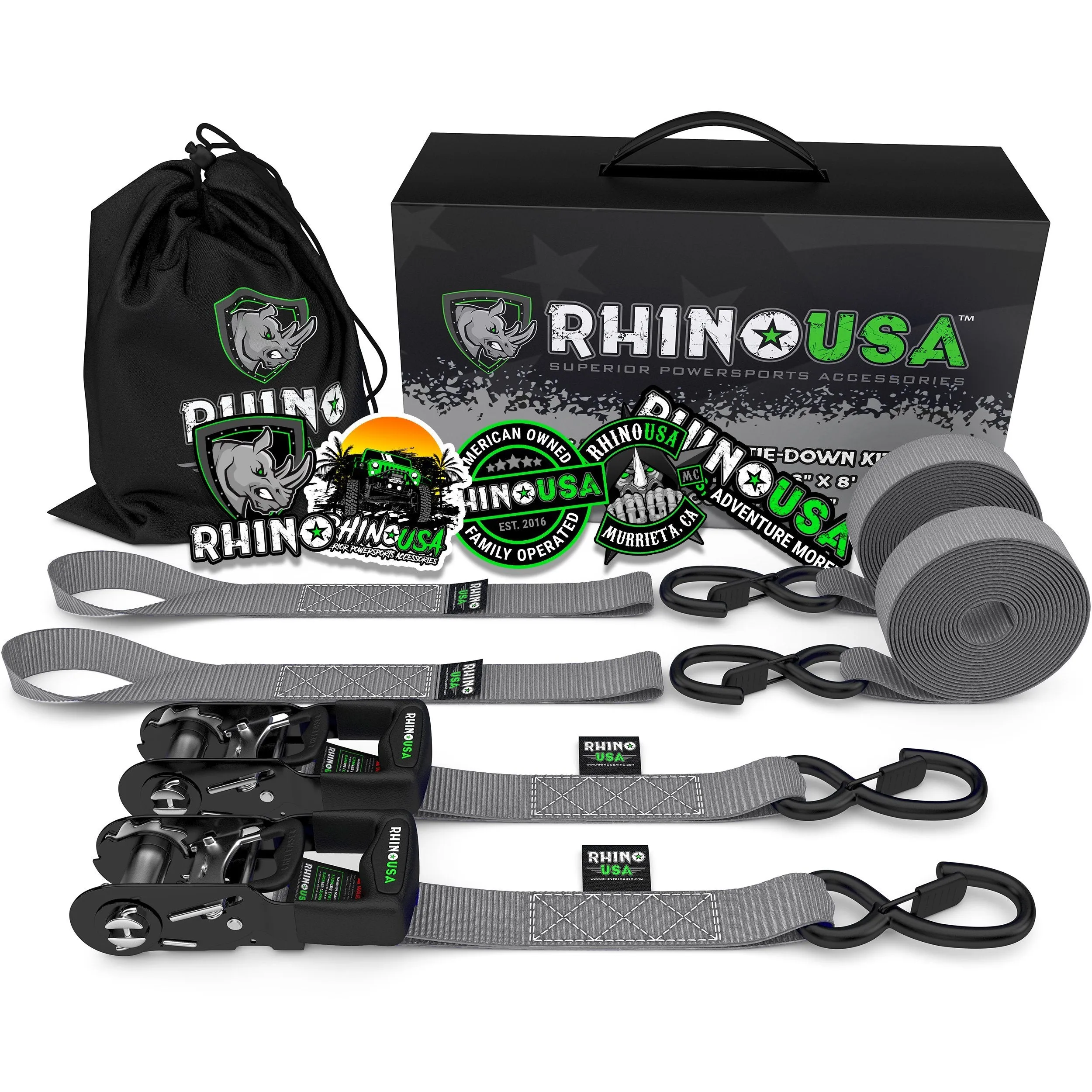 1.6" x 8' HD Ratchet Tie-Down Set (2-Pack)