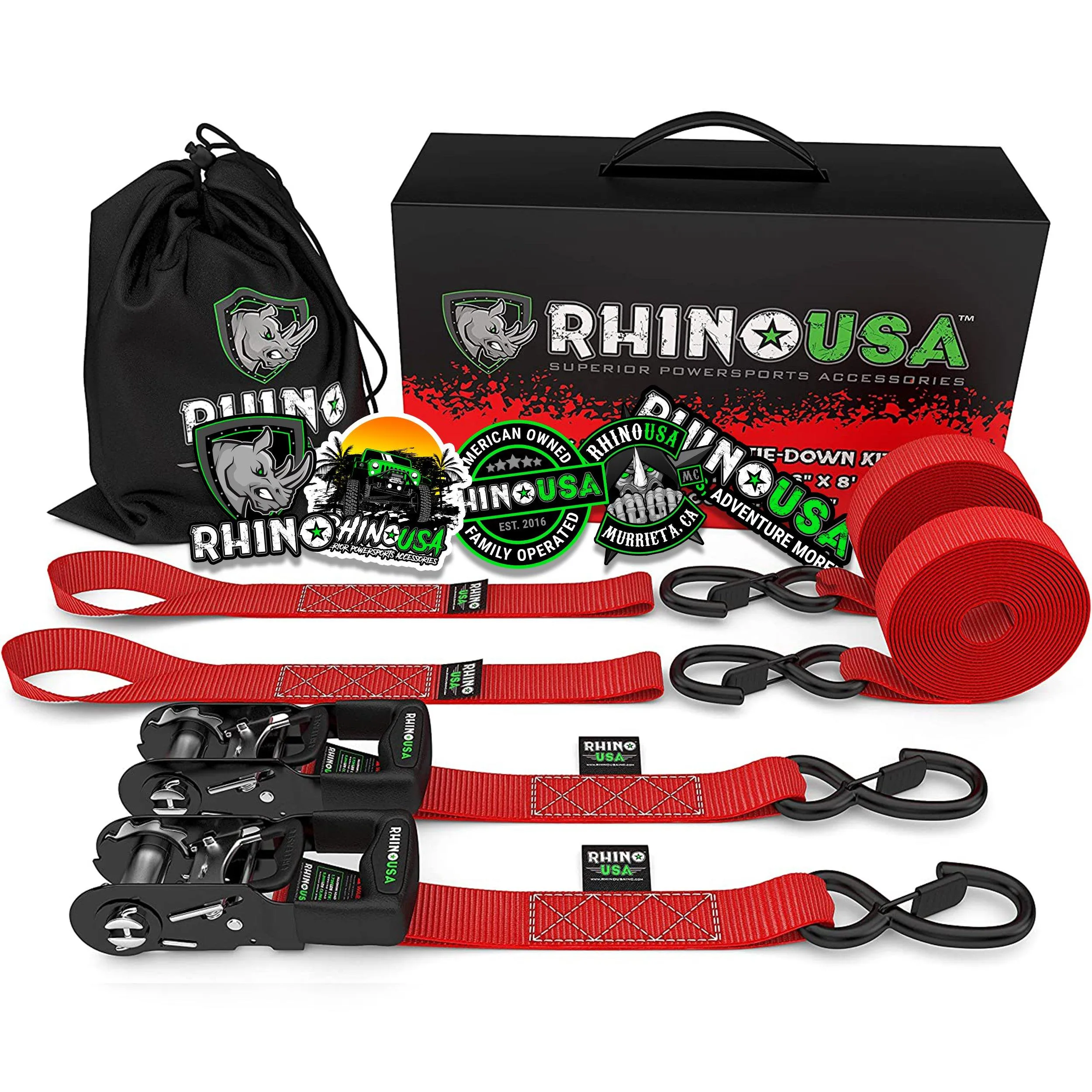 1.6" x 8' HD Ratchet Tie-Down Set (2-Pack)