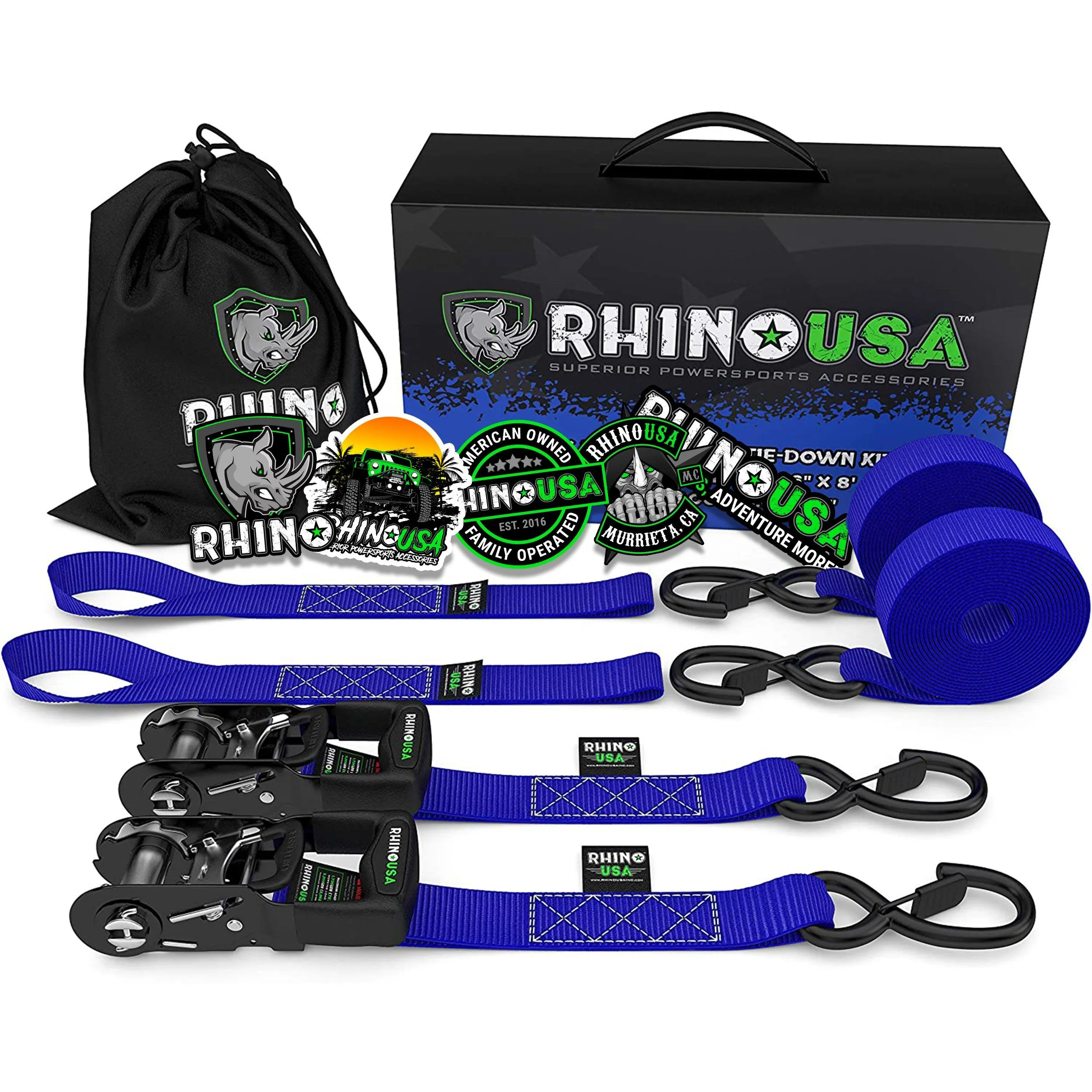 1.6" x 8' HD Ratchet Tie-Down Set (2-Pack)
