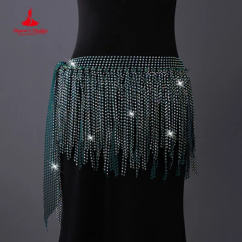 Belly Dance Dream Star River Diamond Tassel Hip Scarf Dynamic Fishing Net Hot Drill Versatile Waist Chain Bellydance Hip Scarf