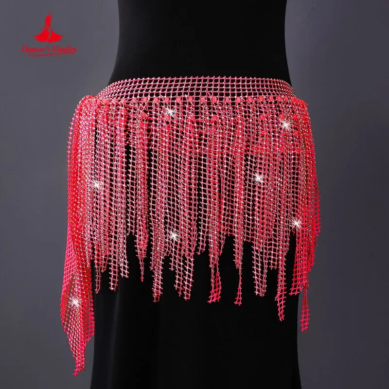 Belly Dance Dream Star River Diamond Tassel Hip Scarf Dynamic Fishing Net Hot Drill Versatile Waist Chain Bellydance Hip Scarf