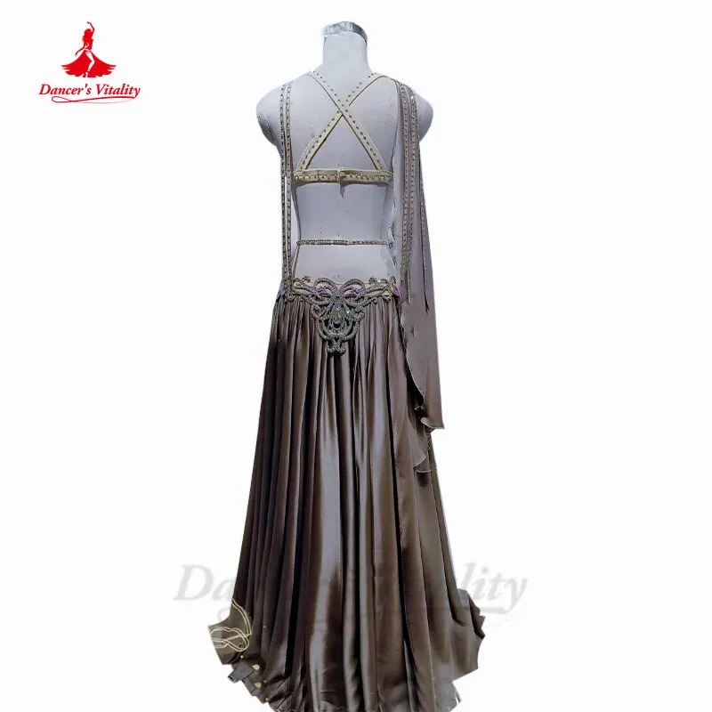 Belly Dancer Performance Clothing Customsize Adult Children Satin Bra split Long Skirt 2pcs Oriental Competition Costumes Suit