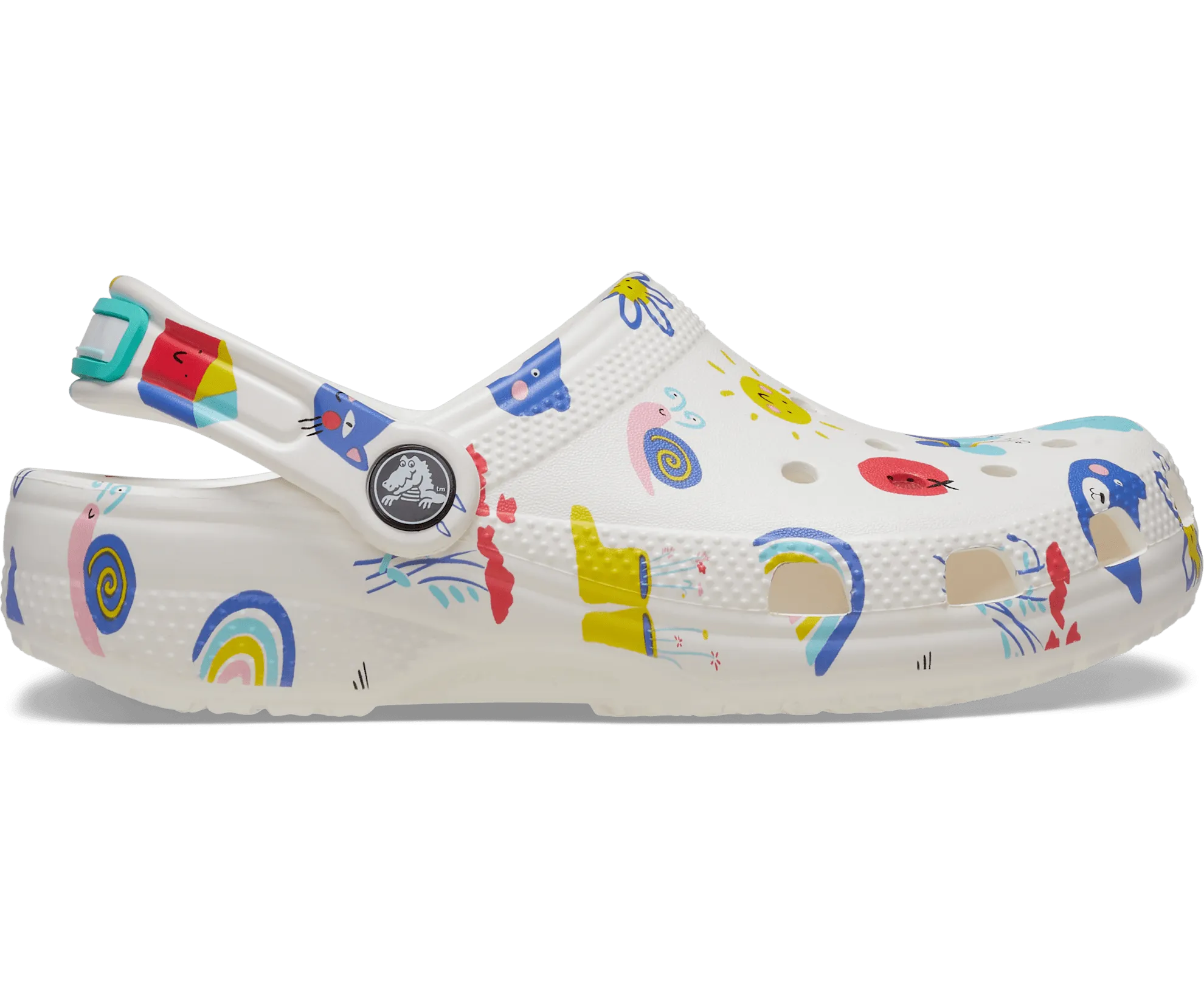 Classic Doodle Print Clog Kids - white/multi
