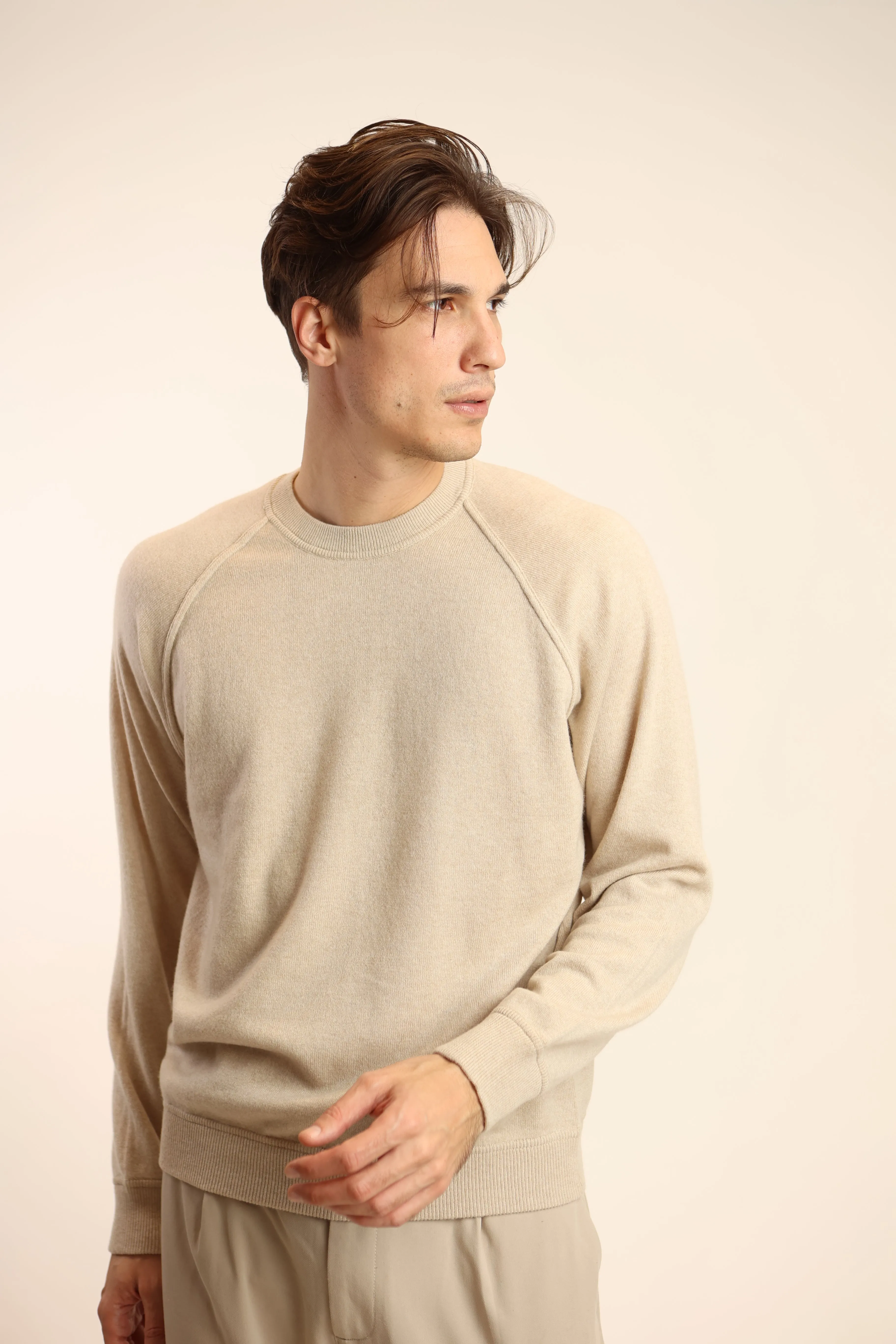 Felpa girocollo in puro cashmere
