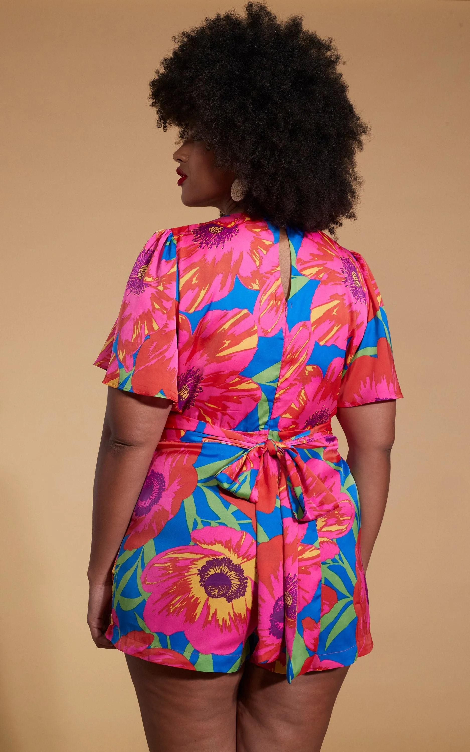 Fleur Playsuit In Poppy Bloom - Extended Sizing