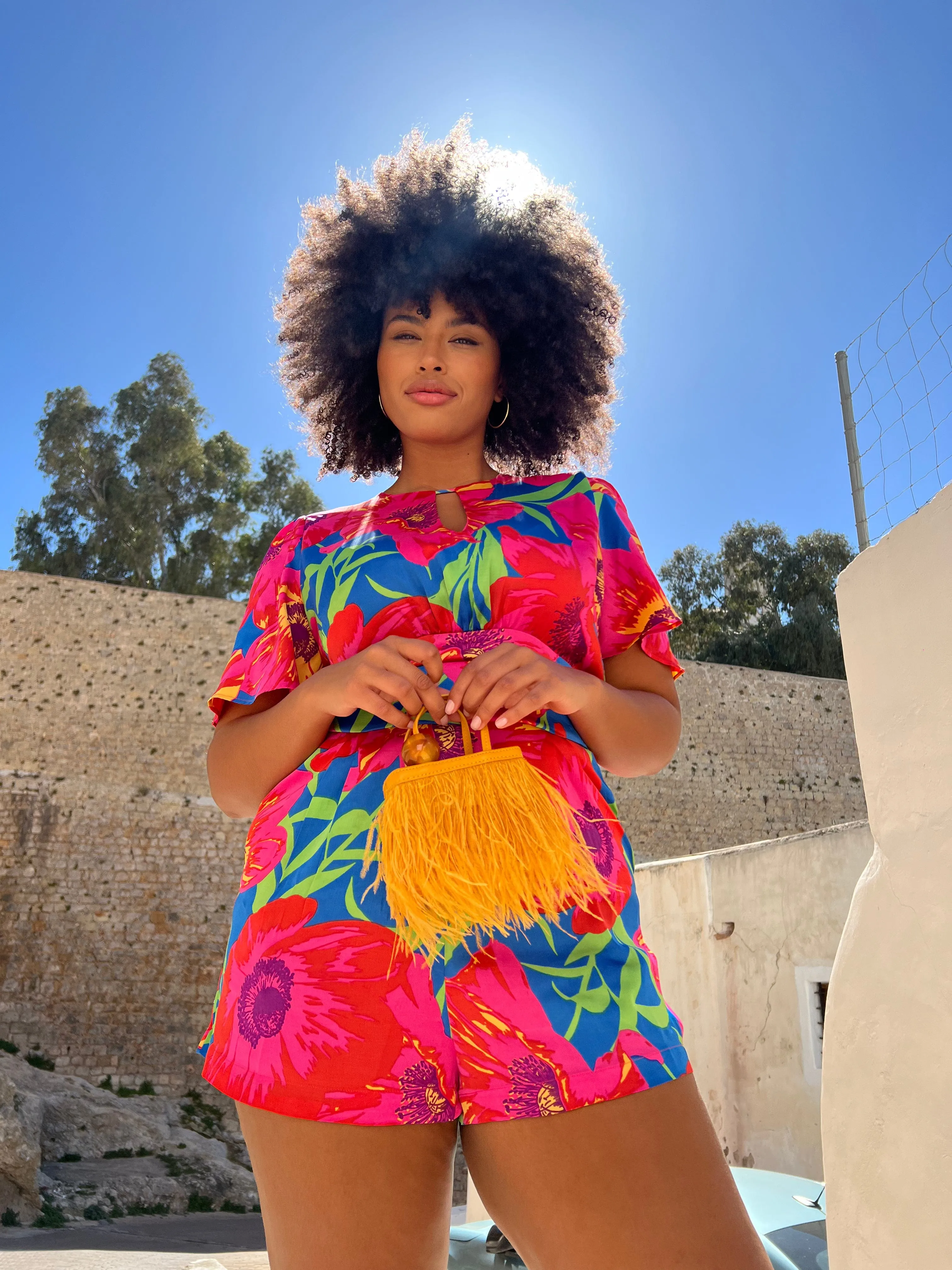 Fleur Playsuit In Poppy Bloom - Extended Sizing