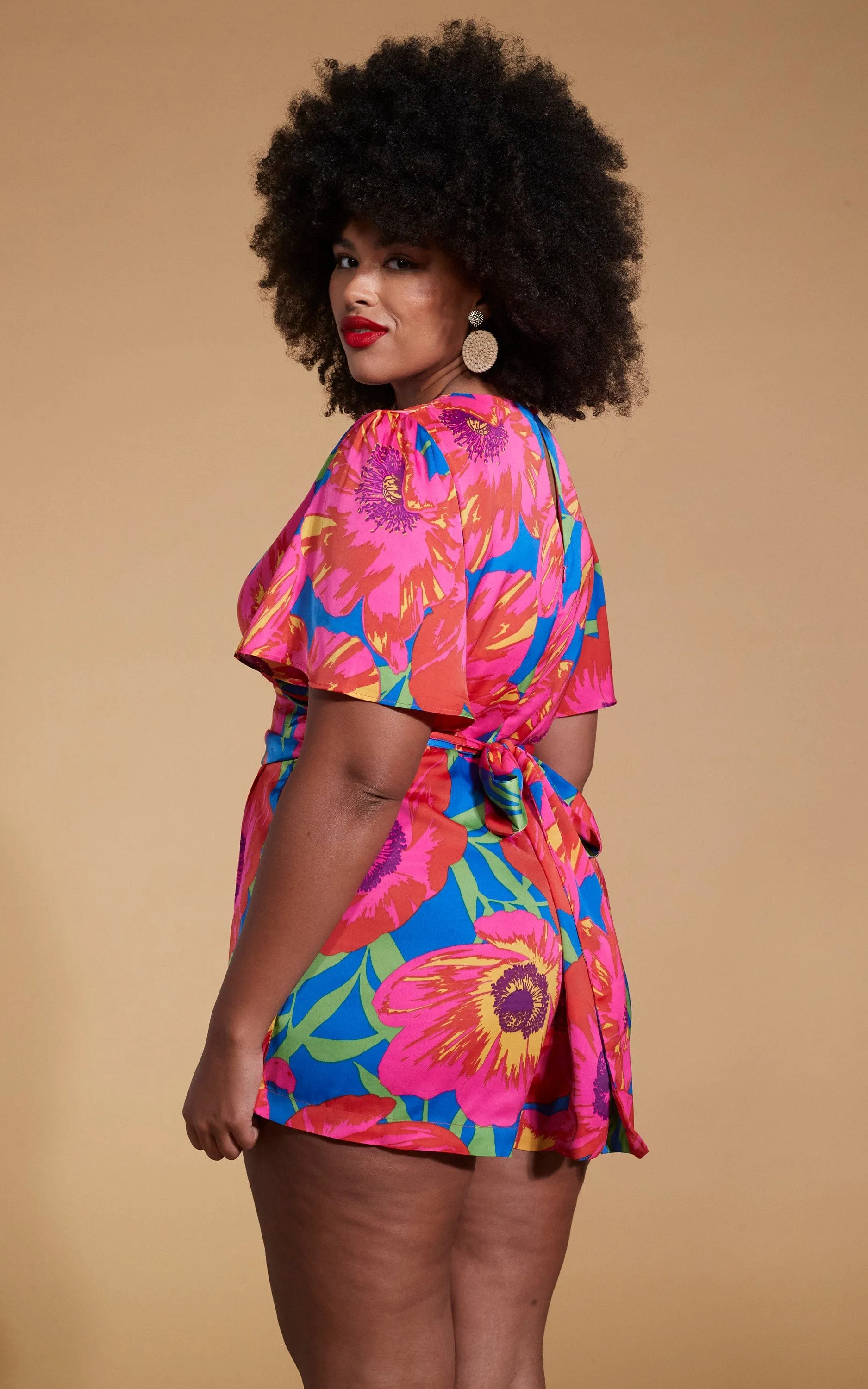 Fleur Playsuit In Poppy Bloom - Extended Sizing