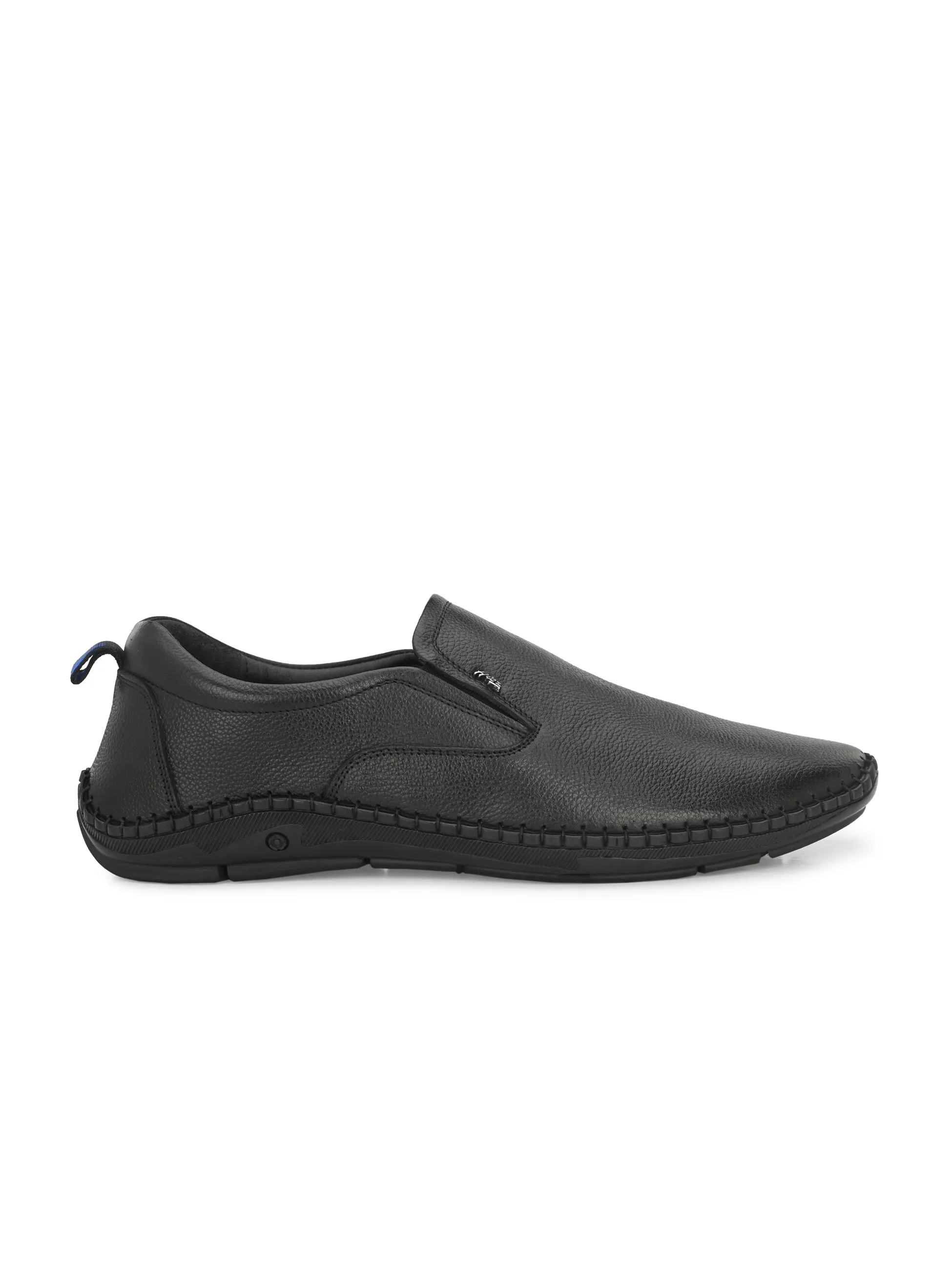 HITZ102 Men's Black Leather Casual Slip-On Shoes