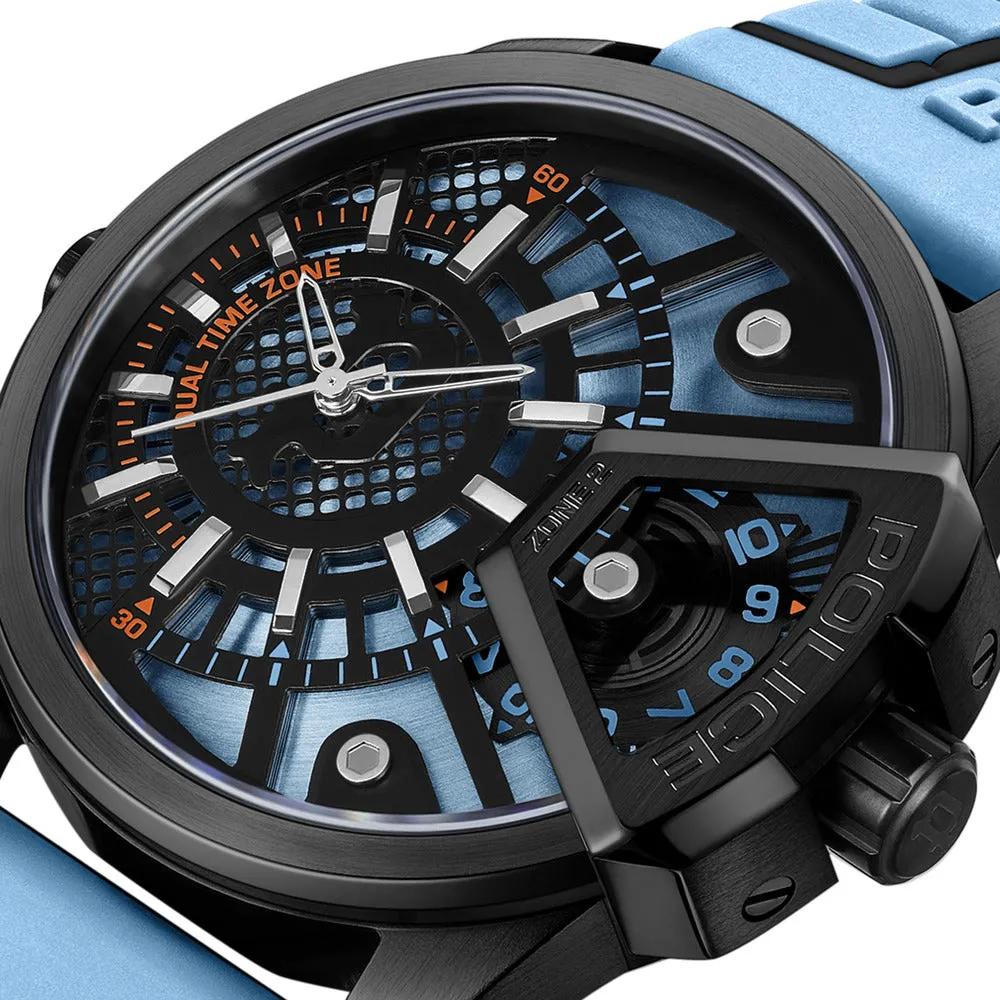 Men Underlined Blue-Black 46mm Watch