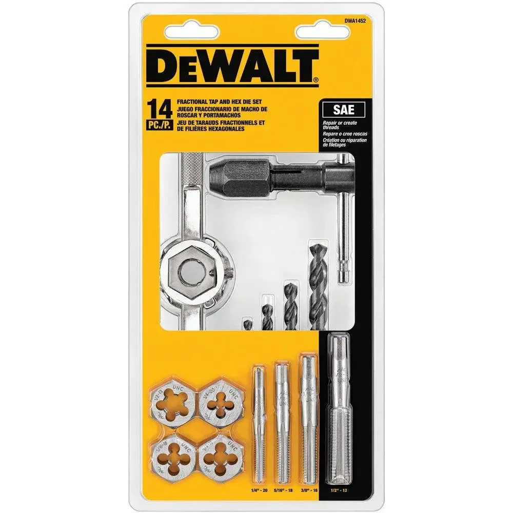 Open Box -  DeWalt® Fractional Tap and Hex Die Set 14 pc. Pack