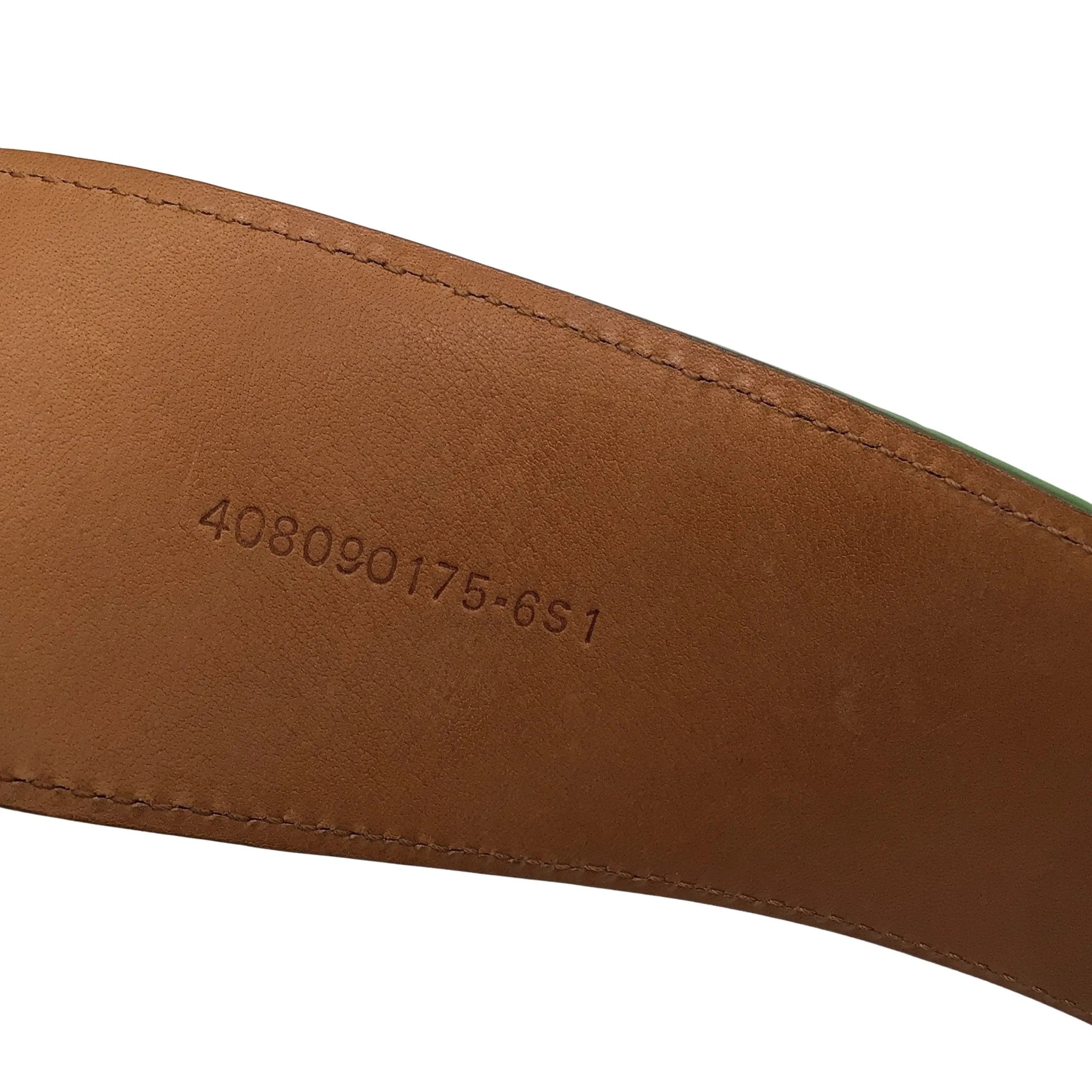 Ralph Lauren Green / Silver Lock Charm Wide Alligator Skin Leather Belt