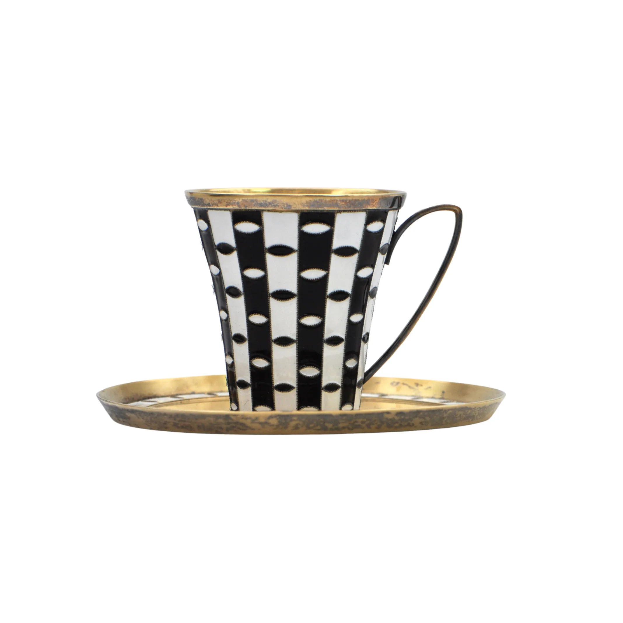 Soviet Era 916 Silver Cloisonné Enamel Cup and Saucer