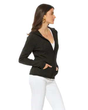 Women's Pure Cashmere Hoodie Sweater Charcoal